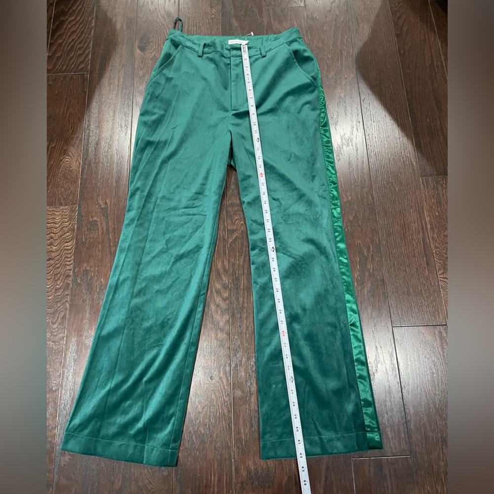 🕺🪩Avec Les Filles Green Satin Trim Trousers - Picture 4 of 8